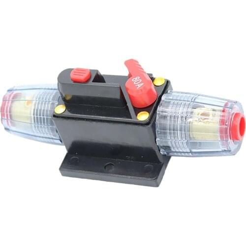 80A InLine Manual Reset Circuit Breaker Switch Car Stereo Audio Fuse 12V/24V