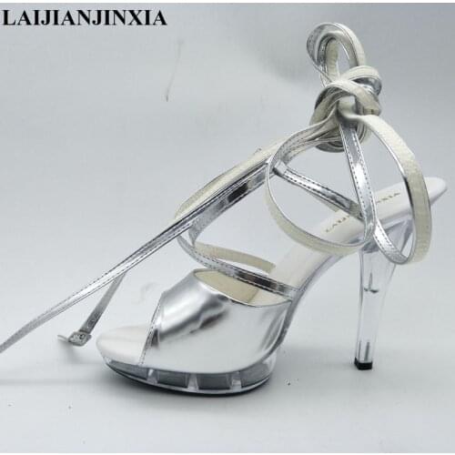 LAIJIANJINXIA Brand Elegant sandals Women High Heels Pumps Super high heel 13cm Womens sandals waterproof platform toe sandals