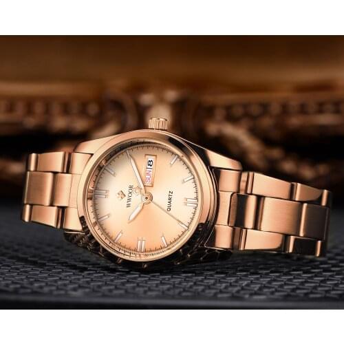 WWOOR 2021 New Top Luxury Brand Women Rose Gold Watch Fashion Stainless Quartz Elegant Waterproof Wrist Watches Relogio Feminino