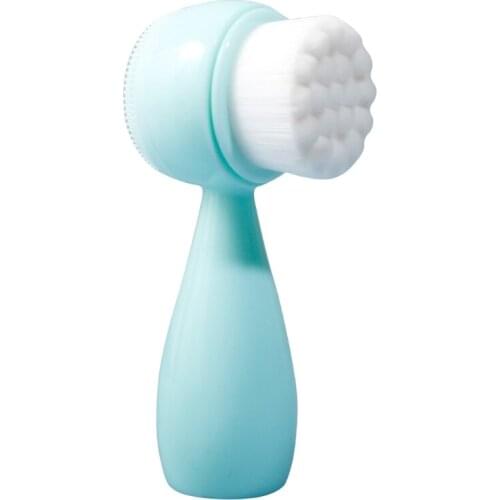 H7JC Facial Cleaning Brush Scrubber Silicone Manual Dual Face Wash Brushes for Deep Pore Exfoliation Makeup Massaging