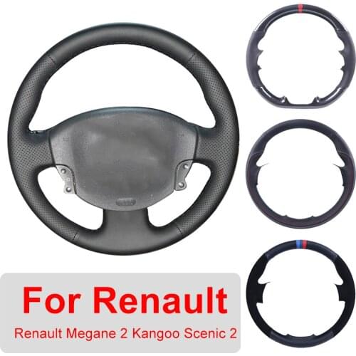 Customized Car Steering Wheel Cover For Renault Megane 2 2003-2008 Kangoo 2008 Scenic 2 2003-2009 Leather Protective Wrap