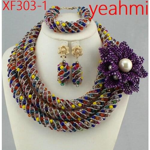 Amazing African Beads Jewelry Set Crystal Beads Necklace Set Nigerian Wedding African Jewelry Set Crystal Jewelry Set XF303-2