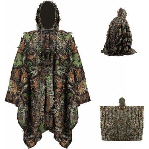 Leaf Camouflage Poncho Jungle Ghillie Suits Hunting Camouflage 3D Bionic Leaf For Army Sniper Hunting Combat Uniform