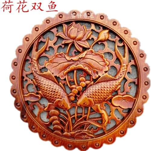 Chinese wooden carving pendant decoration round crafts with various patterns 28CM
