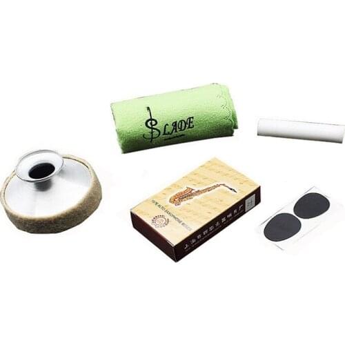 LADE Alto Saxophone Sax bE Accessories Kit Mouthpiece Patch Bamboo Reed Cloth Cork Grease Mute 5-in-1 flute repair