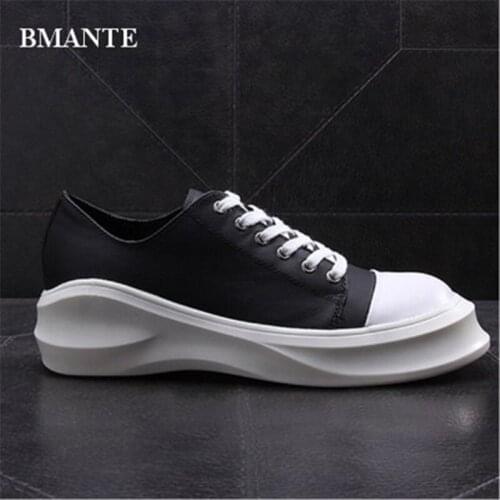 Bmante Men Shoes Genuine Leather Luxury Womens Shoes Casual Flatform Lace up Dark Goth Owen High Street Men Sneakers for Women