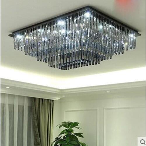 Ash crystal lamp rectangular living room lighting modern minimalist LED ceiling lamp bedroom lamp restaurant lighting lighting