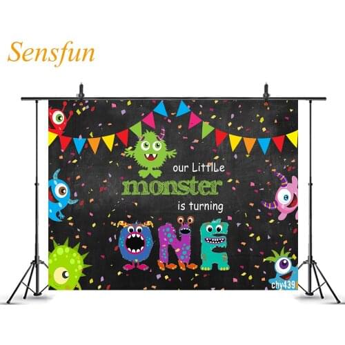 LEVOO Chalkboard Background Little Monster Theme 1st Birthday Baby Photography Backdrop Vinyl Photocall Photo Studio Vinyl