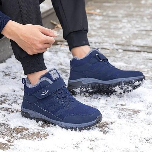 Men boots Mens Winter Shoes Fashion Snow Boots Plus Size Winter Sneakers Ankle Men Shoes Winter Boots Black Blue Footwear Warm