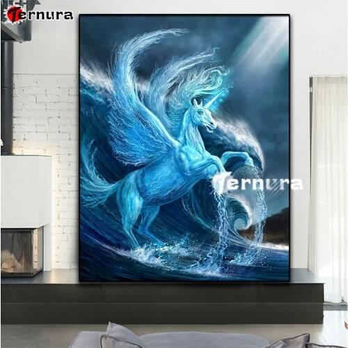 Water Elf Pegasus Diy diamond embroidery unicorn diamond painting full square mosaic 5d picture horse rhinestone decor salon