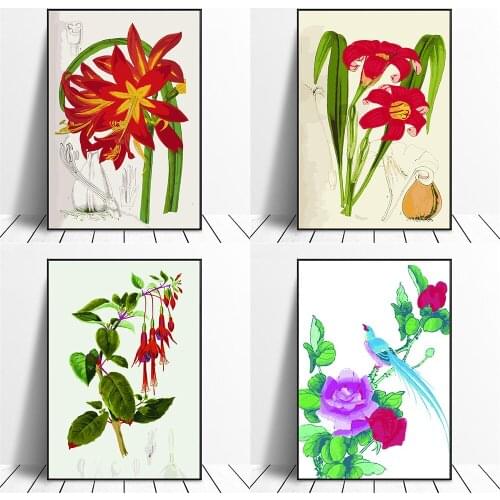 DIY Watercolor Flower Home Decoration Poster Painting By Numbers Canvas Wall Painting Acrylic Paint Adult Kids Crafts Production