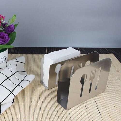 Stainless Steel Towel Napkin Rack Box Tissue Holder Tissue Boxes Cutlery Floral Hollow-Out Design Table Decoration