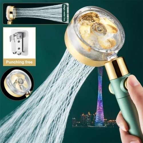 New Shower Head Water Saving Flow 360 Degrees Rotating With Small Fan ABS Rain High Pressure spray Nozzle Bathroom Accessories