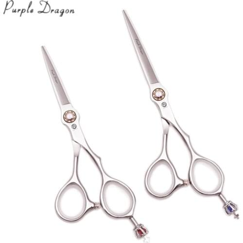 Hairdressing Scissors 5.5" 6" 440C Purple Dragon Hair Cutting Scissors Barber Shears Professional Hair Scissors Crown Tail Z9020