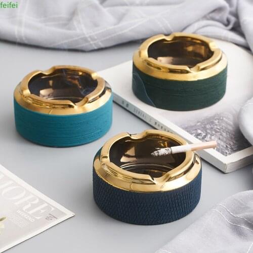 Nordic Ashtray Ceramic Home Living Room Tea Table Decoration Office Modern Luxury Creative Individual Trend Gold Plating