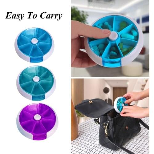 US STOCKS Mini Pill Box Travel Container Round 7 Days Weekly Holder Tablet Storage Case Drug Classification Box