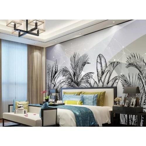 Custom Photo Wallpaper Abstract geometric tropical rainforest banana leaf Wall Mural Living room bedroom Backdrop 3d wallpaper