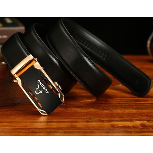 FURONG Luxury Black Belts Man Genuine Leather Cowskin Belt for Men Long Automatic Belt Business Man Leather Belts FR229