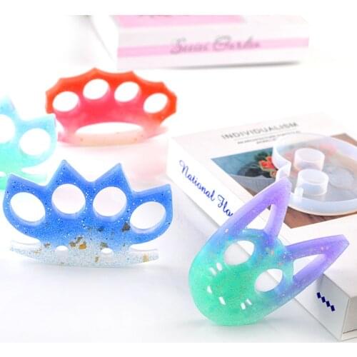 Cat Head Transparent Silicone Mould For Keychain Making Finger Cots Self Defense Epoxy Resin Mold Casting DIY Handmade Supplies