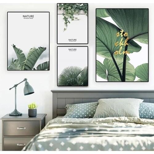 Moderne Naturel Feuille Verte Toile Mur Art Affiche Chambre DéCoration De La Maison Nordique DéCoration De La Maison Art Mural