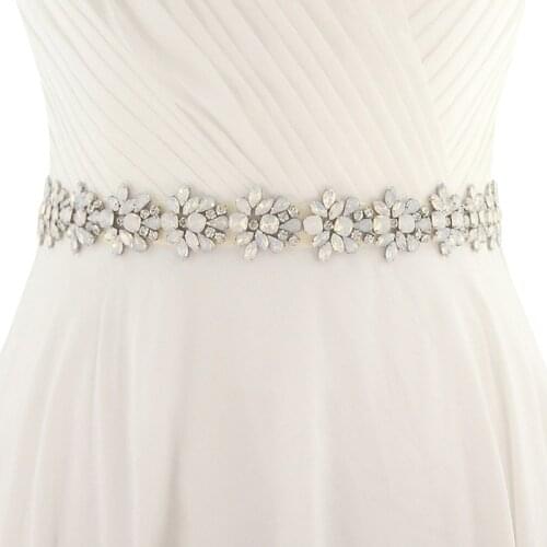 Opal Crystal Bridal Belt Handmade Sash Belt For Wedding Dresses 2019