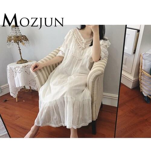 Lady Nightgown Sheer Sleepwear V-Neck Floral Long Lace Robe for Bridesmaids Vintage Bridal Party Robes Summer Clothes #MZ108