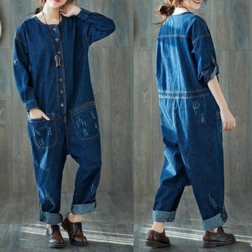 Womens Casual Ripped Denim Jumpsuits One Piece Casual Jean Jumpsuit Long Pants Romper Playsuit