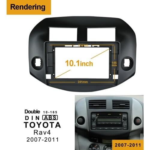 1/2Din Car DVD Frame Audio Fitting Adaptor Dash Trim Kits Facia Panel 10.1inch For Toyota RAV4 2007-2012 Double Din Radio Player