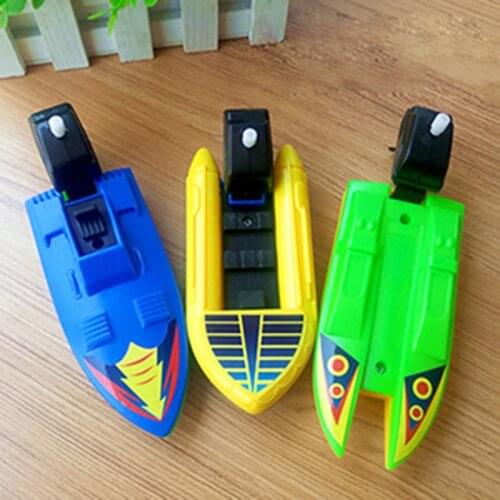 1PC Random Color Wind Up Swimming Motorboat Plastic Speed Boat Ship Boat Toys Chain Toys for Kids Summer Water Sports Games Gift
