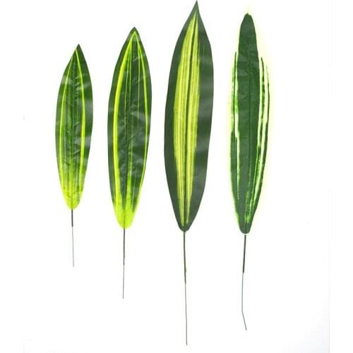 10pcs Silk Party Artificial Brazil Bird Palm Evergreen Plant Tree Leaf Branch in Wedding Home Beach Decor Green