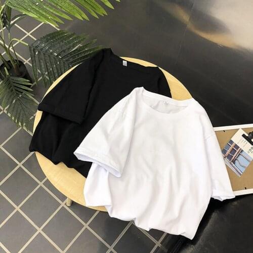 2021 GMCC Solid Short Sleeve Clothes Black White Fashion Loose T Shirt Summer O Neck Male Tops Plus Size