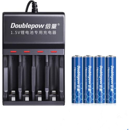 4PCS high power 1000mWh 1.5v AAA rechargeable lithium battery microphone camera lithium battery + 2 slot USB smart charger