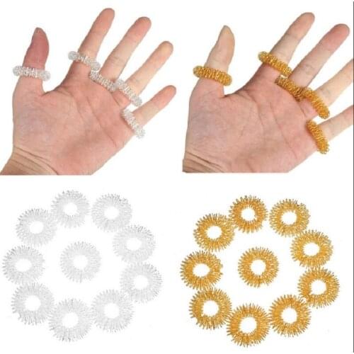 5pcs/Set Stainless Steel Finger Massage Ring Acupuncture Ring Therapy Relax Hand Blood Circulation Pain Relief Health Care