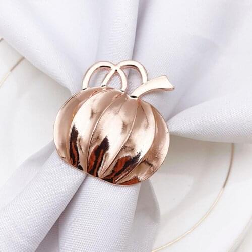 6Pcs Halloween Napkin Ring Pumpkin Luster Alloy Party Serviette Buckles Holder Festive Table Decor