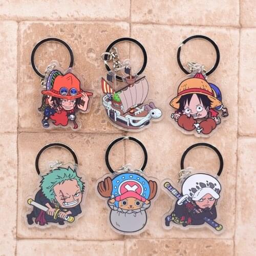 2019 One Piece Keychain Double Sided Key Chain Acrylic Pendant Anime Accessories Cartoon Key Ring