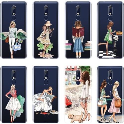 TPU For Nokia 7.1 6.1 5.1 3.1 2.1 Case Silicone Cartoon Girl Women Soft Back Cover For Nokia 2.1 3.1 5.1 6.1 7.1 Plus Phone Case