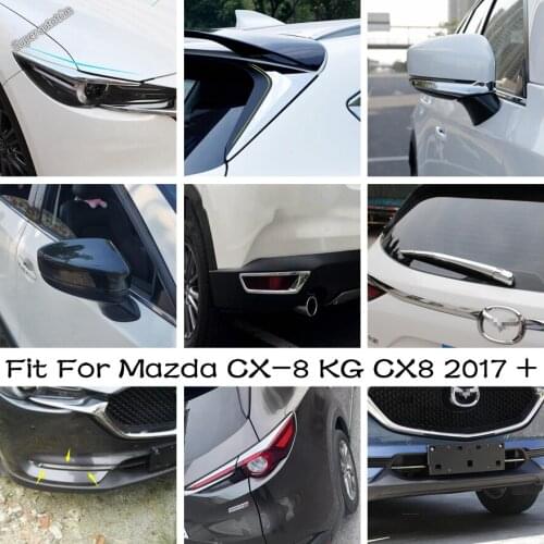 Exterior Refit Kit For Mazda CX-8 KG CX8 2017 - 2021 Headlight Eyelid / Rear Window Spoiler Side Pillar Posts Chrome Trim Cover
