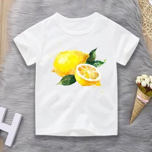 Fashion Funny Fruit Lemon Costume Printed T Shirt Hand Drawn Painted Boy/Girl/Baby Hipster O-neck Cool Tee Brand Clothing 24m-8t