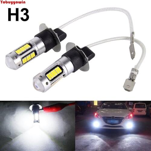 2pcs New Style W/Samsung Chips White 30-SMD-4014 H3 LED Replacement Bulbs For Car Fog Lights, Daytime Running Lights, DRL Lamps
