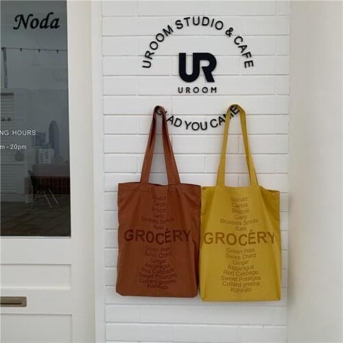 Nice Yellow Niche French Letter Shoulder Bag Eco-friendly Thin Section Drape Cloth Bag Cloth Bag Sail Cotton