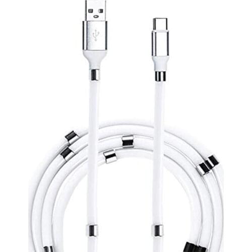 Retractable Storage Magnetic Charging Cable Magic Rope Charger Cable Fast Charging Compatible For iphone Type-C Android Phones