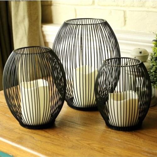 European Style Metal Hollow Out Candle Holder Candlestick Vintage Hanging Lantern for Home Decor Gifts Articles