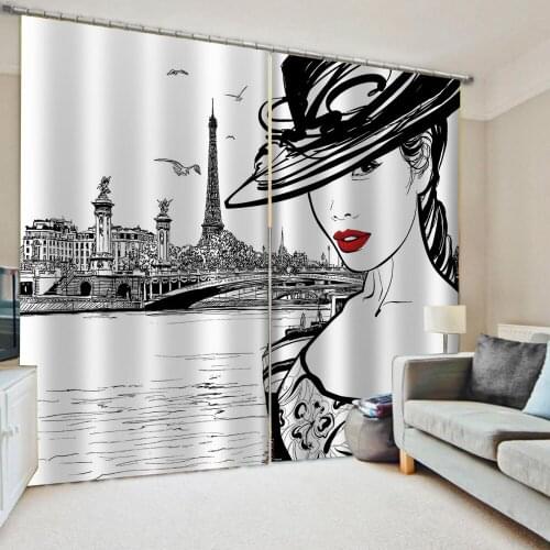 Fashion Beautiful Girls Photo 3D Curtains Window Drapes For Living Room Bedroom Office Hotel Cortinas