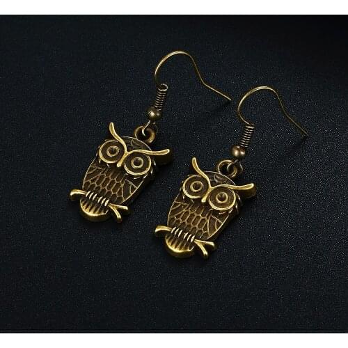 Trendy Vintage Owl Shape Dangle Earrings for Women Girl Retro Drop Earrings Cute Small Object Earring Jewelry Bijoux