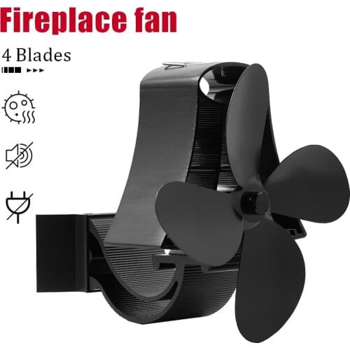 Wall mounted type 4 Blade Heat Powered Stove Fan Log Wood Burner Eco Quiet Home Fireplace Fan Fuel Heat Saving Distribution