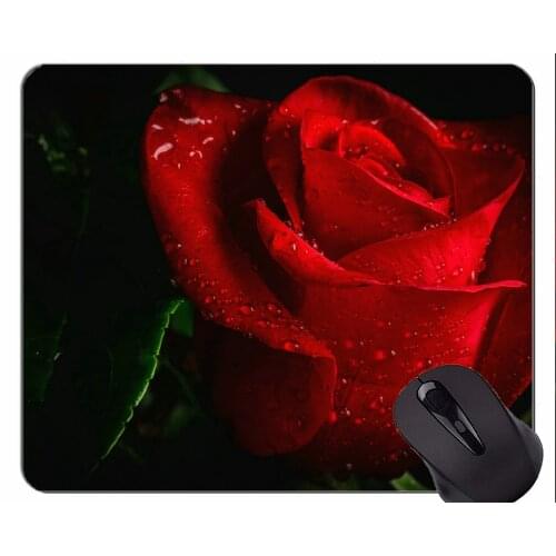 Mouse Pad Non-Skid Natural Rubber Rectangle Mouse Pads,Hundreds of flowers,natural roses -Stitched Edges