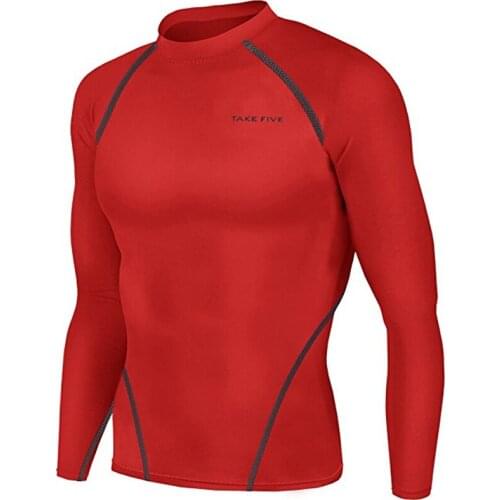 Newest Mens Base layer Compression Skin Tights Top S-2XL Jogging RED Clothing Shirt-NT010