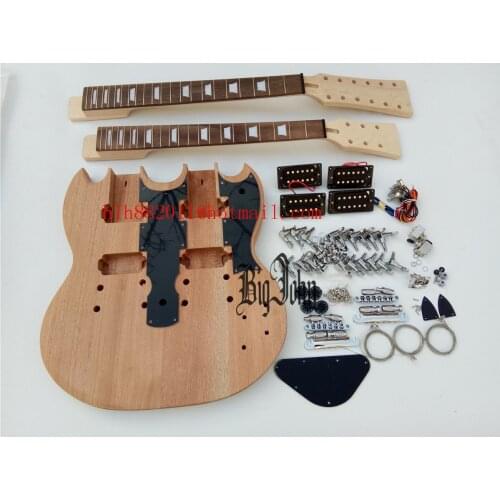 New customized unfinished new Big John double-head electric guitar no painting with hardware BJ-419