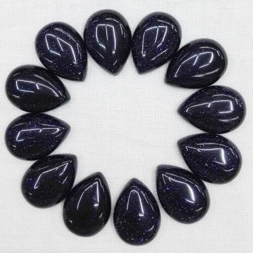 Wholesale blue sand natural stone beads charms 13x18mm teardrop CAB CABOCHON 50pcs for DIY jewelry accessories Free shipping