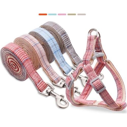 Pet Leash Fashion Plaid Belt Bowknot Walk Cat Chest Back Summer Drawstring Dog Supplies